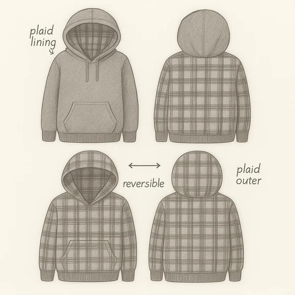 2-in-1 Reversible Plaid Hoodie