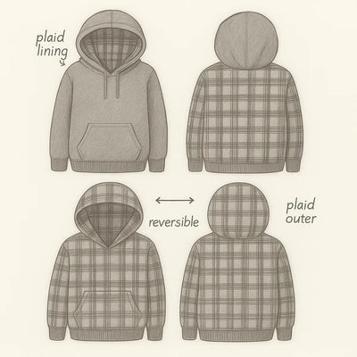 2-in-1 Reversible Plaid Hoodie